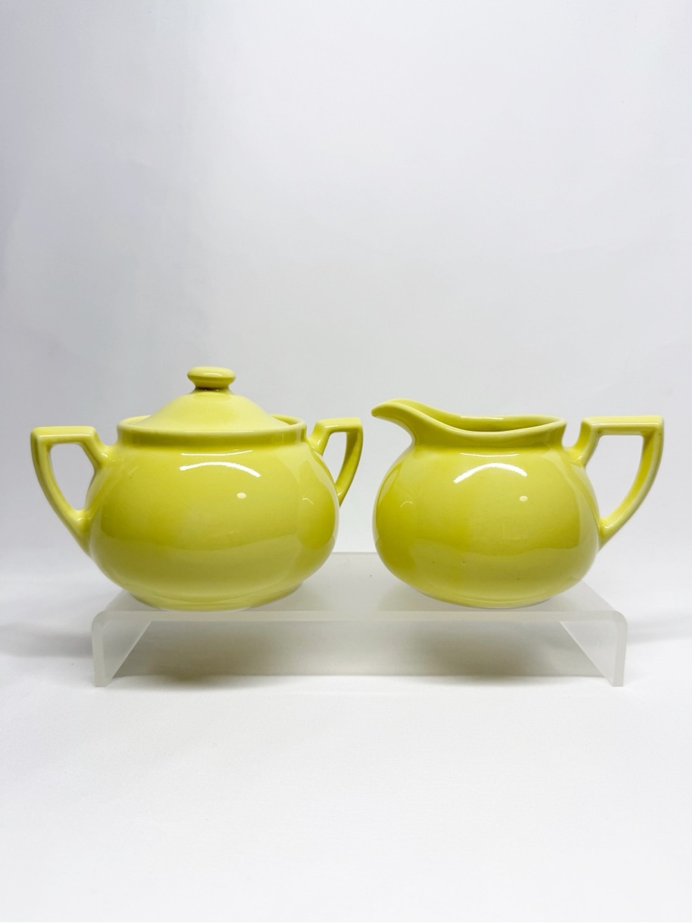 Vintage Liptons Tea Hall Pottery Ceramic Sugar and Creamer Set Yellow